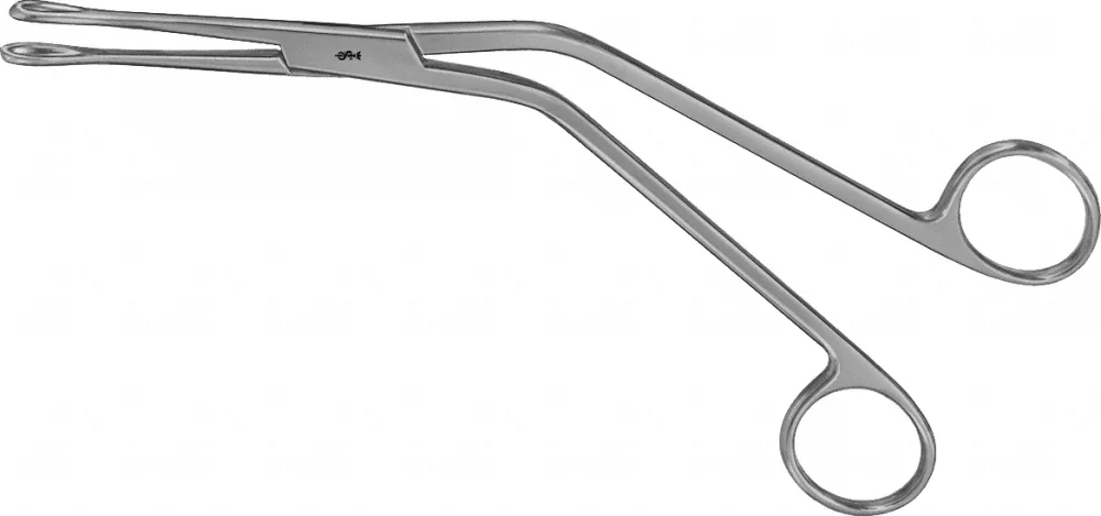 B. Braun DENIS-BROWNE Tonsil Grasping Forceps, knee bent, straight, 220 mm (8 3/4"), jaw width: 10 mm, article OM618R