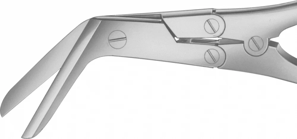 B. Braun KILLIAN Laryngeal Bone Scissors, angled to side, serrated (inside), blunt/blunt, 200 mm (7 7/8") (OP130R)