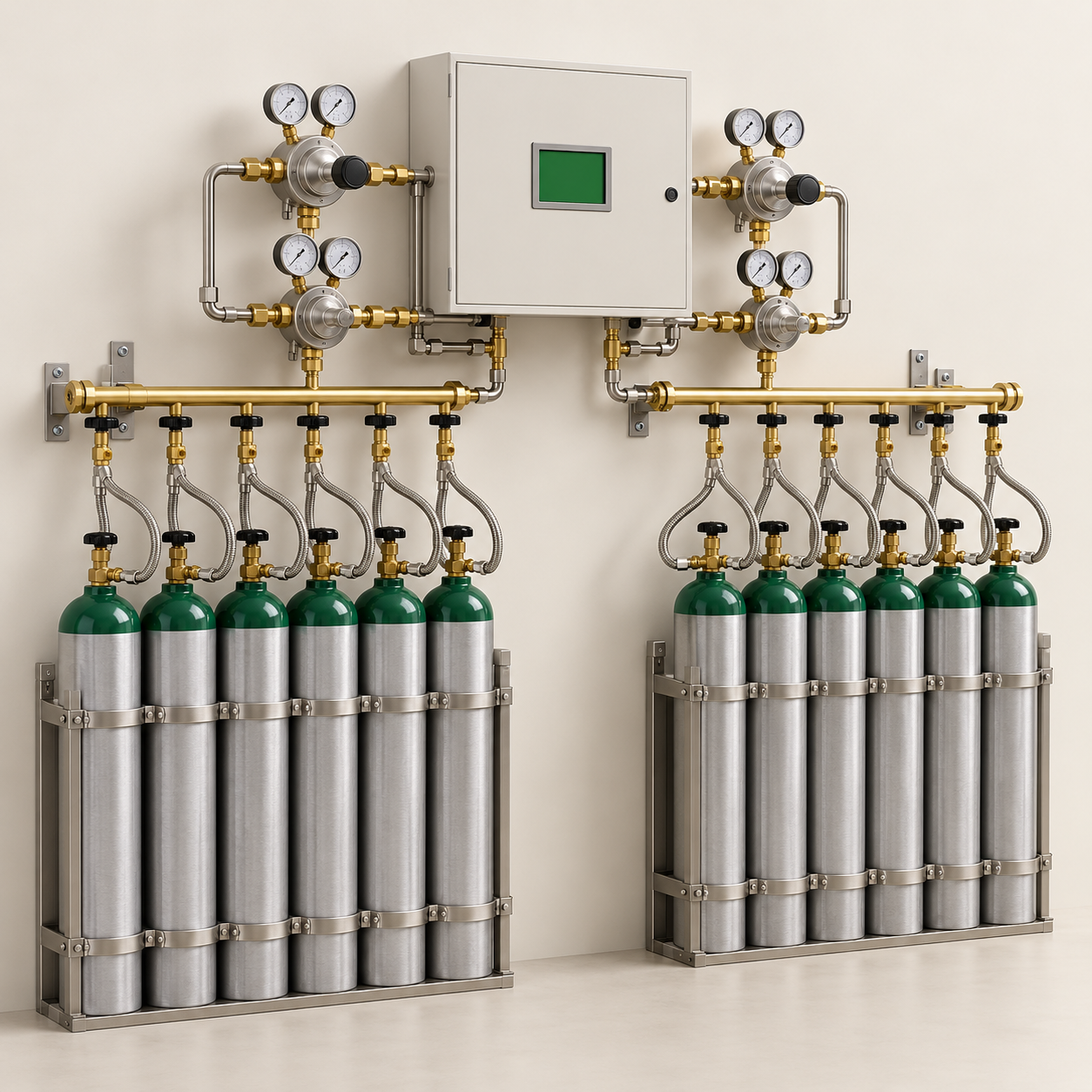 Generic unbranded medical gas cylinder manifold