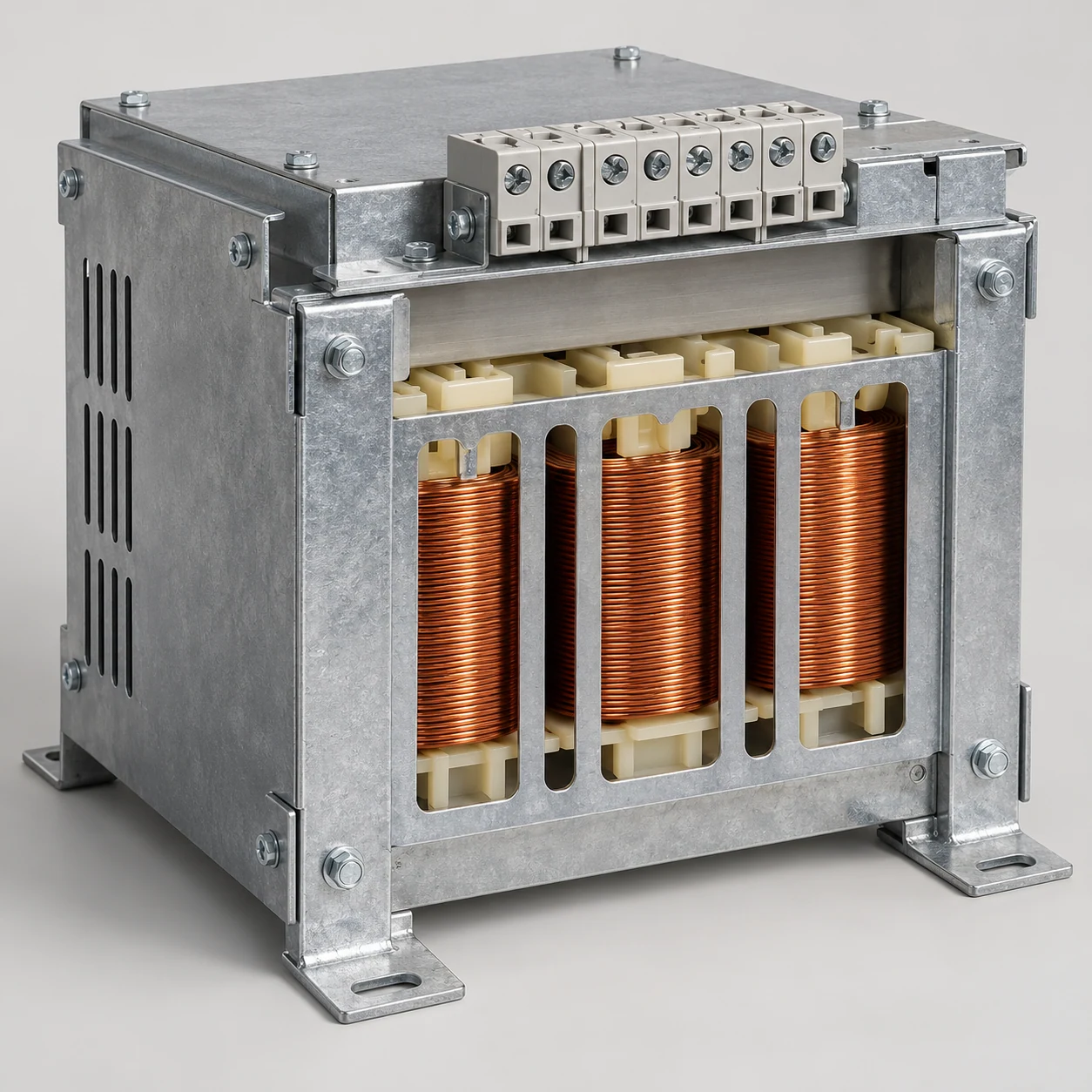 Larger open-frame medical electrical isolation transformer with multiple copper windings