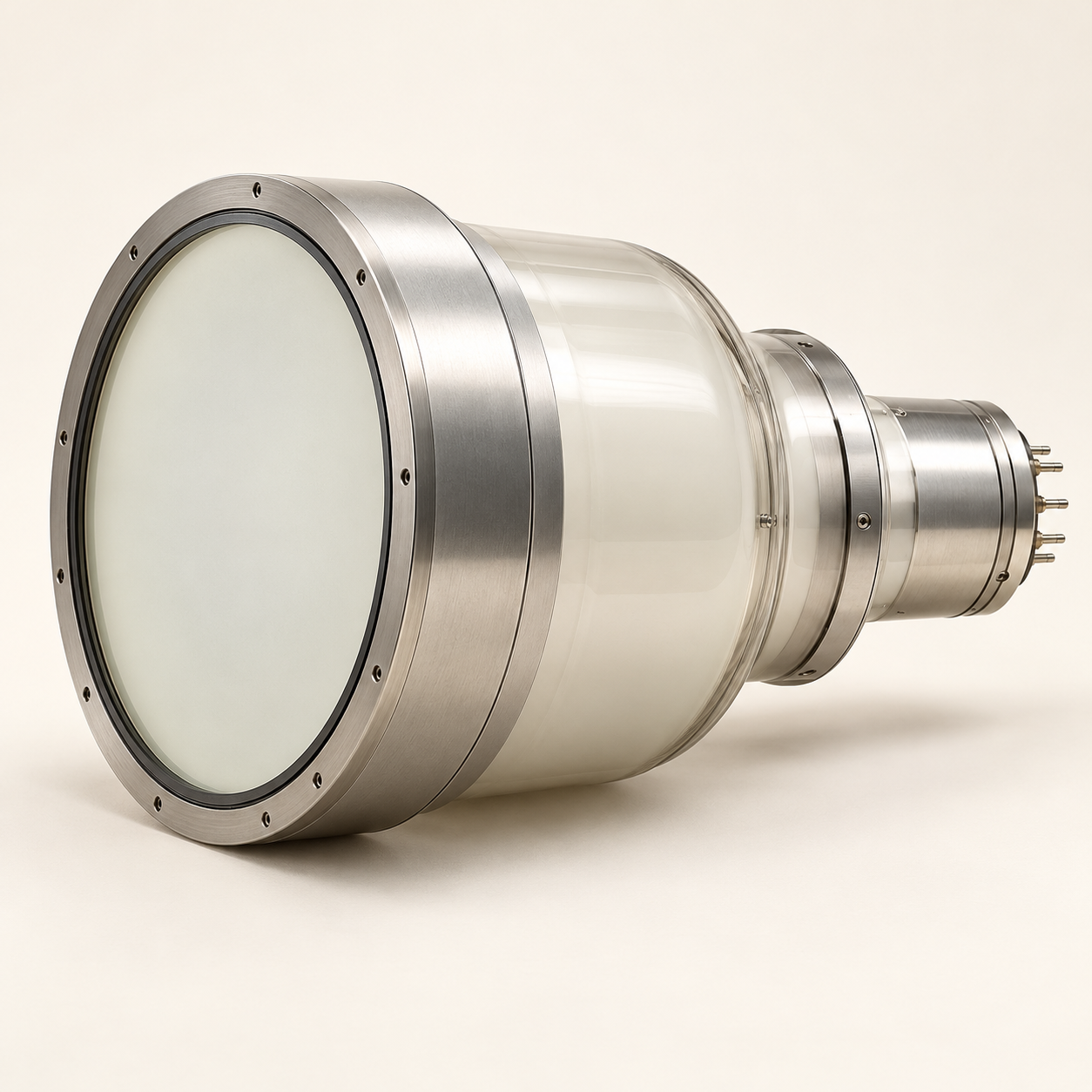 Cylindrical medical X-ray image intensifier component with broad input face