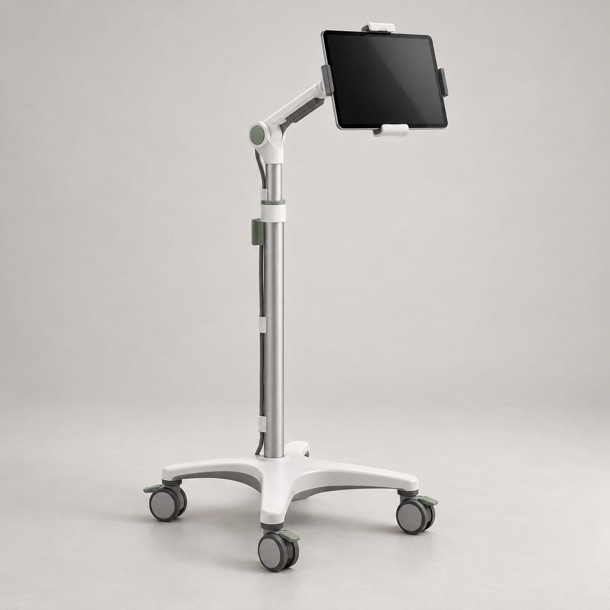 Generic mobile tablet cart with an adjustable arm, tablet holder and four casters