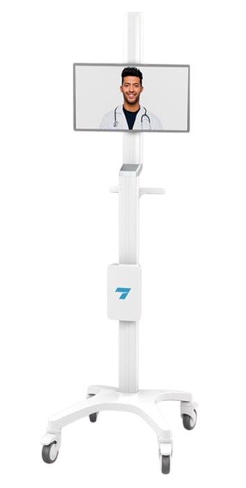 Capsa Healthcare Tryten X1 telehealth monitor cart in an illustrated configuration; monitor and peripherals require separate specification