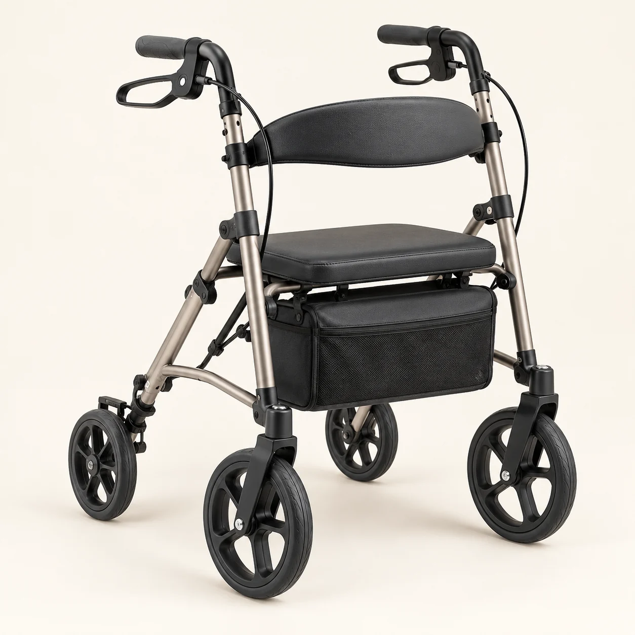 Generic unbranded four-wheel rollator with seat and storage pouch