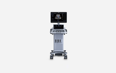 EDAN Acclarix LX25 cart-mounted ultrasound system with monitor, control panel and probe holders