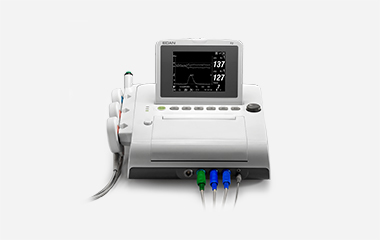 EDAN F2 portable fetal monitor with foldable screen, recorder and transducers