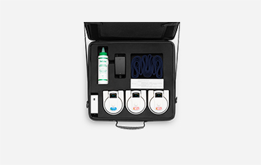 EDAN FTS-6 Mobile kit in an open carry case with wireless transducers, gel and accessories
