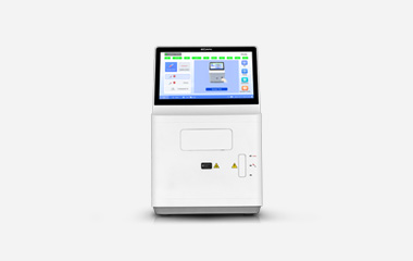 EDAN i500 compact blood gas and chemistry analyzer with a touchscreen, cartridge slot and printer