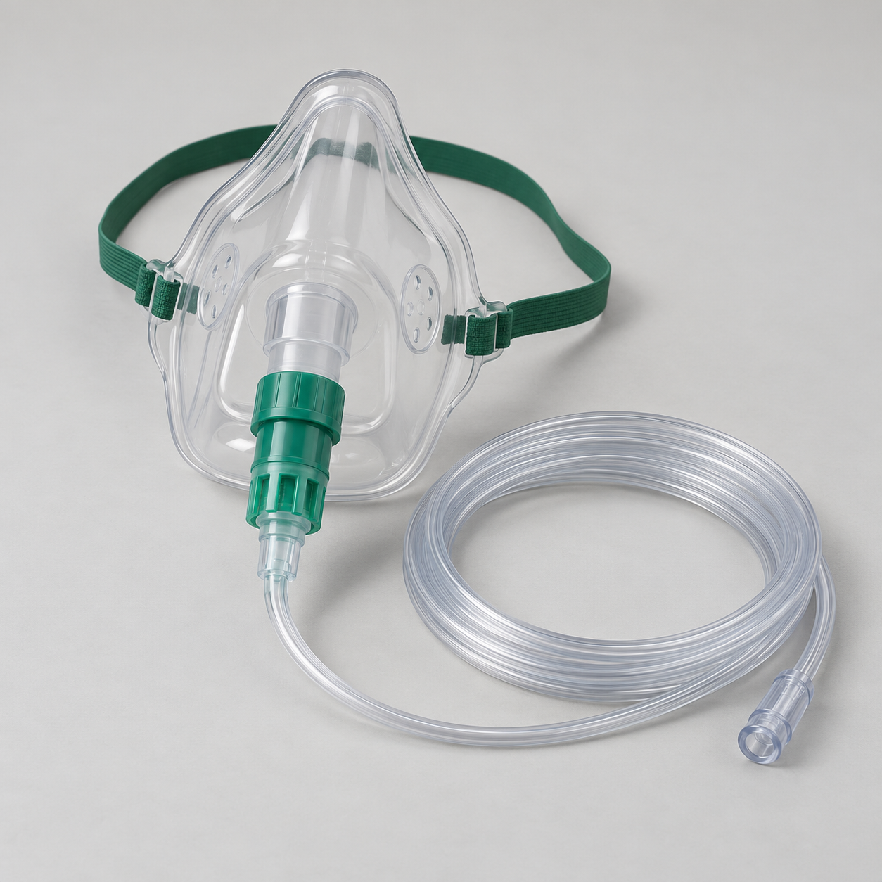 Transparent adult aerosol face mask with a connector and clear tubing