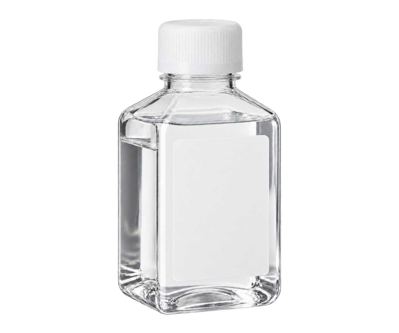 Generic cell-culture medium bottle containing clear liquid