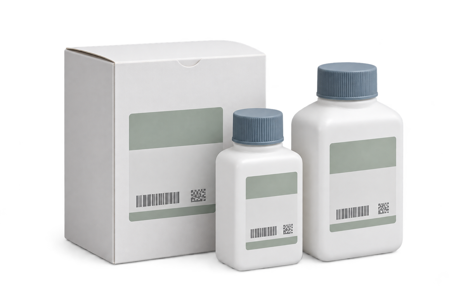 Clinical chemistry reagent bottles and carton