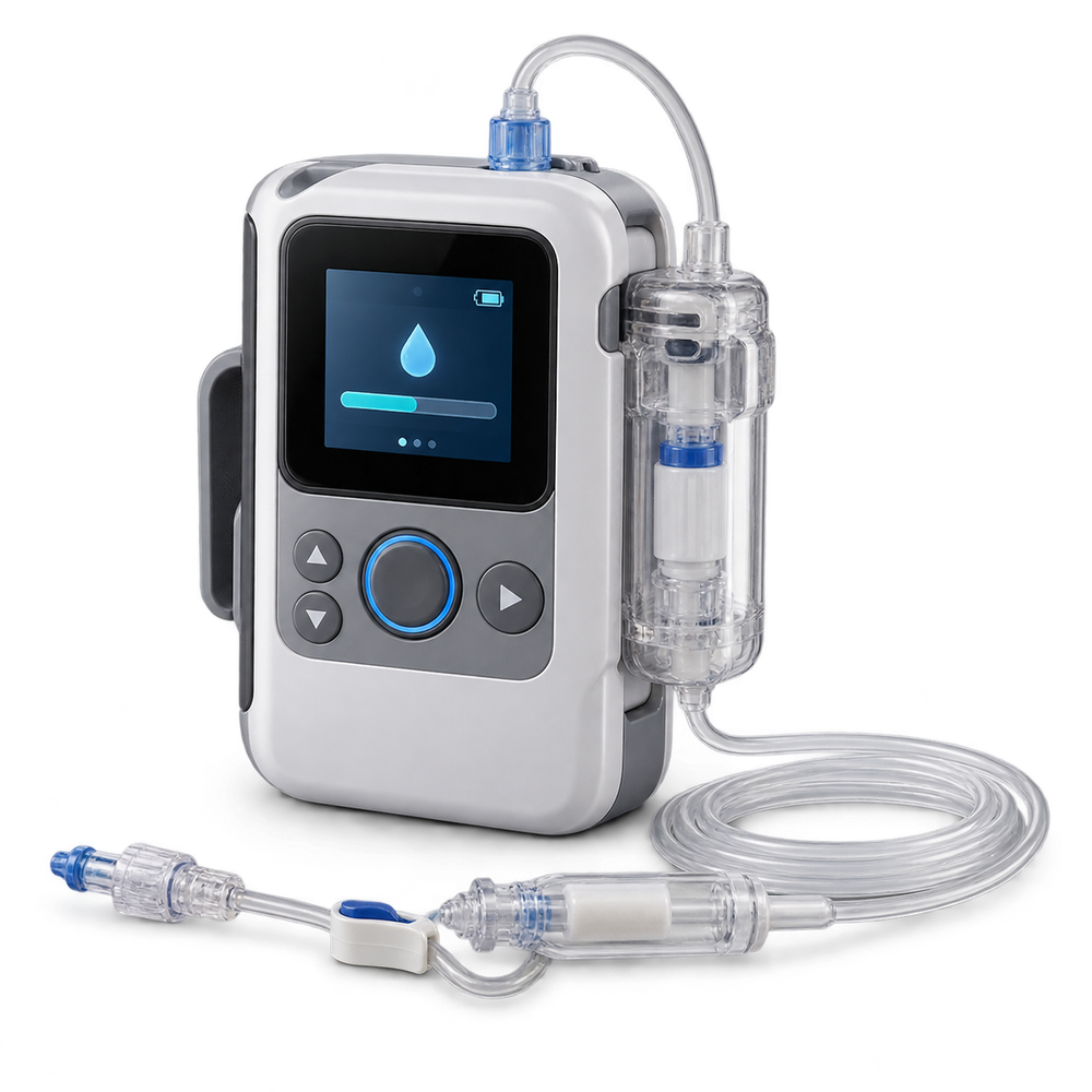 Portable ambulatory infusion pump with screen, cassette and tubing