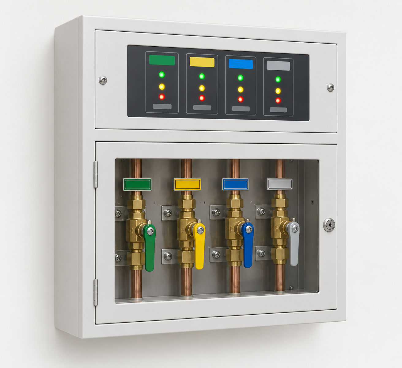 medical gas alarm and zone valve box combination unit