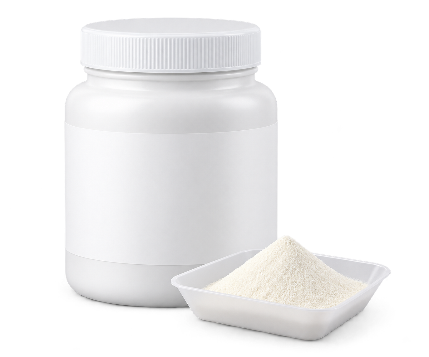 Generic powdered cell-culture medium jar with powder sample