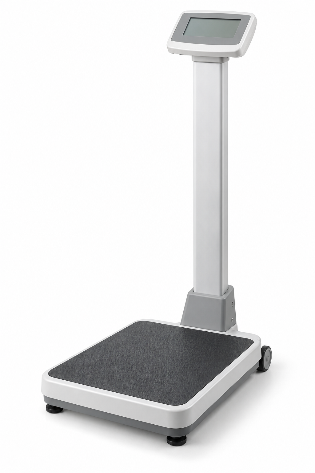 Digital medical column scale with a wide patient platform