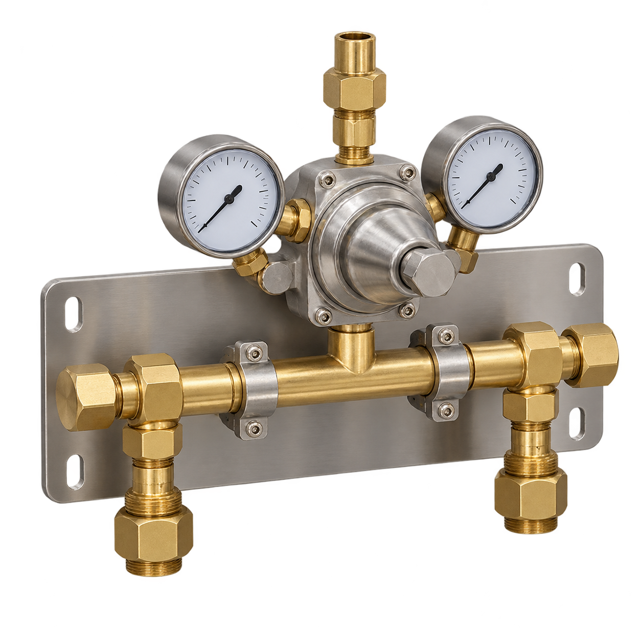 Reserve medical-gas manifold with mechanical regulator