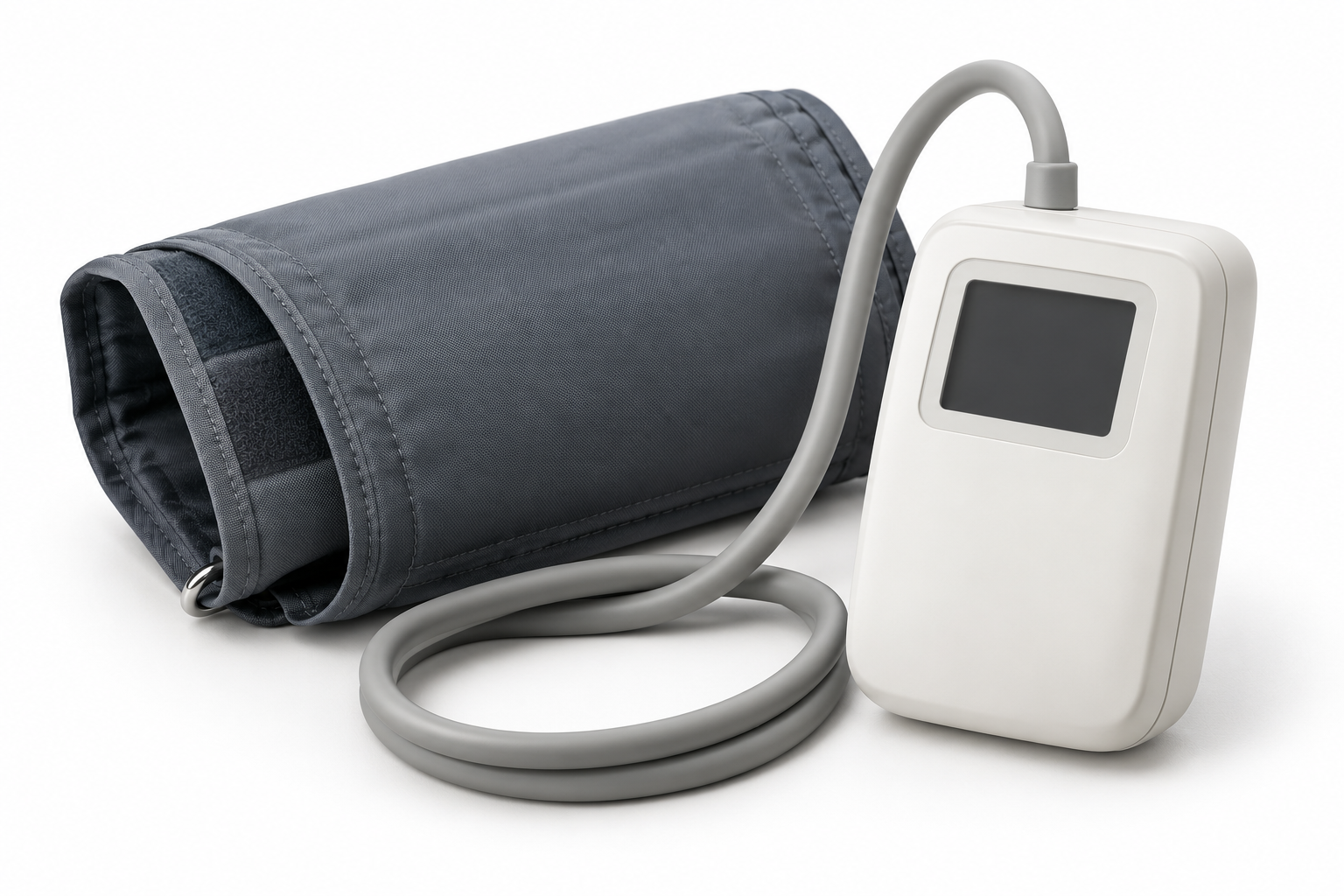 Compact ambulatory blood-pressure recorder with cuff and tubing
