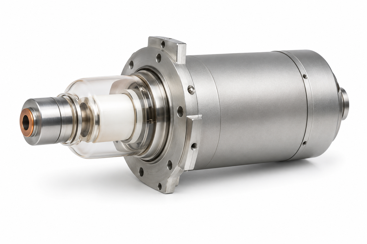CT X-ray tube replacement assembly with cylindrical tube and metal mounting flange