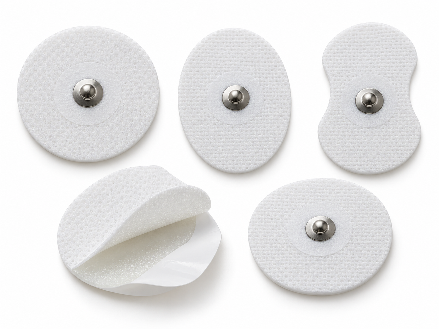 Adhesive ECG electrodes with snap connectors