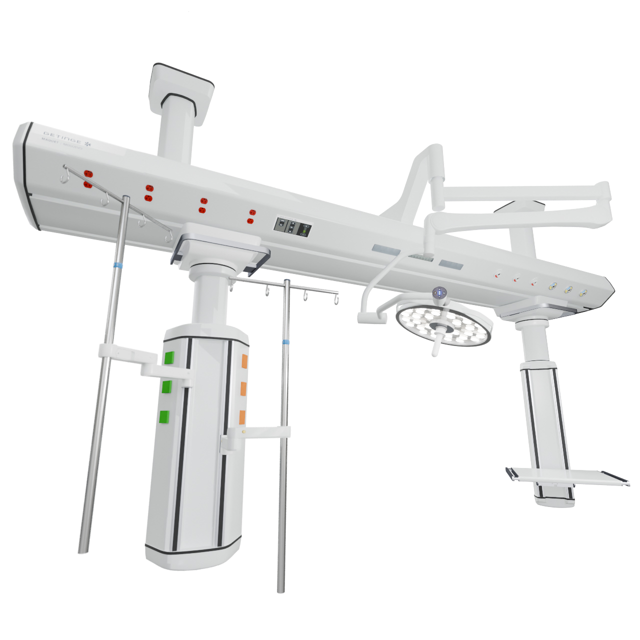 Getinge Maquet Moduevo ceiling-mounted ICU and recovery supply solution, representative manufacturer image