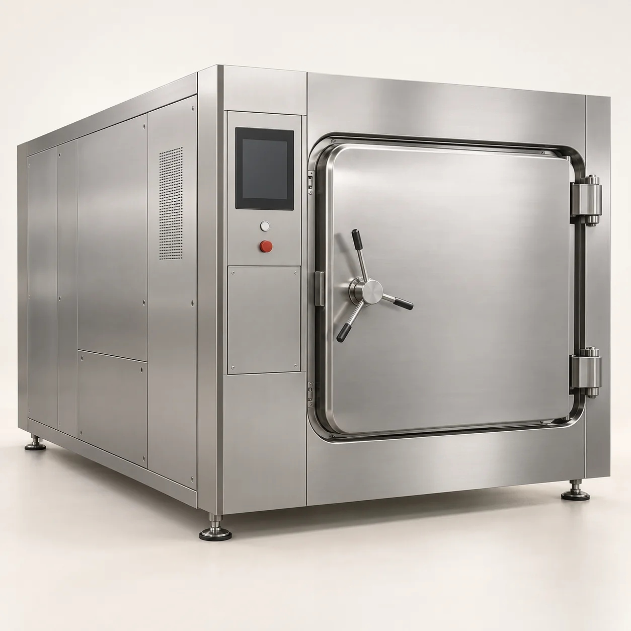 High-capacity steam sterilizer with a horizontal chamber.