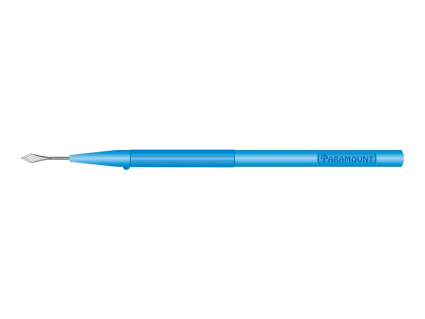 Official GIMA catalogue image for GIMA OPHTHALMIC KNIVES SLIT BLADE 3.2 mm, 45° sharp angled tip, gauge 19, article 22483