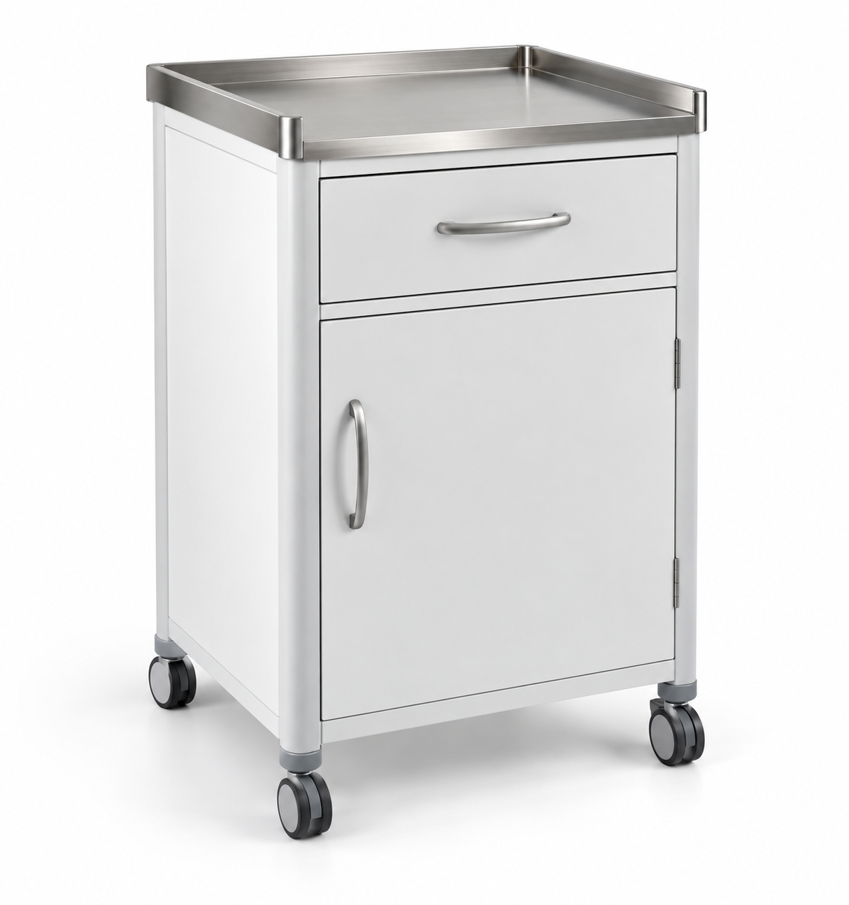 A hospital bedside locker for patient-room storage.