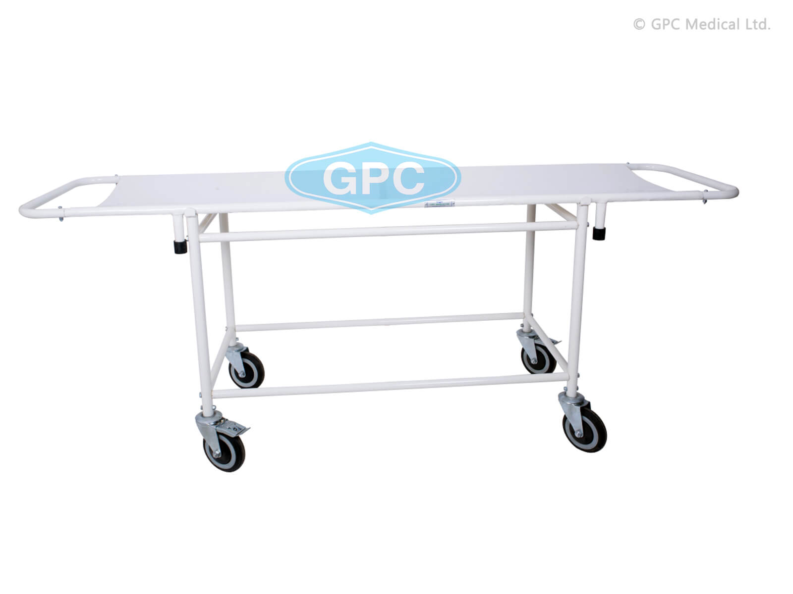 GPC Medical GHF60.01 patient stretcher trolley with removable top and caster frame