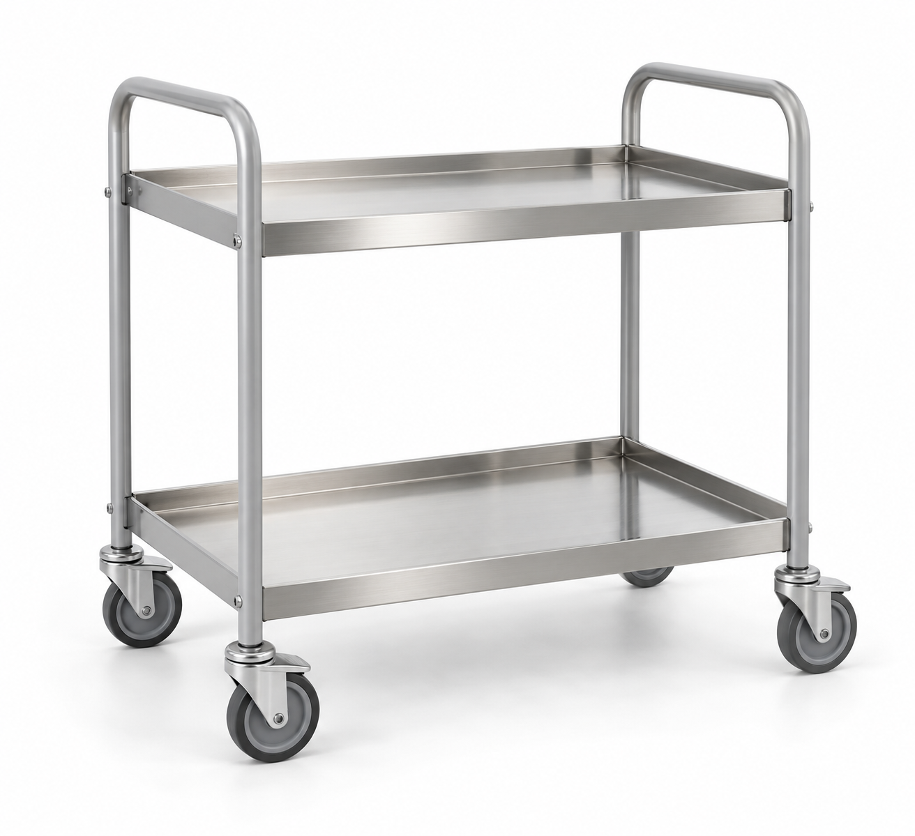 A medical utility trolley for moving ward supplies.