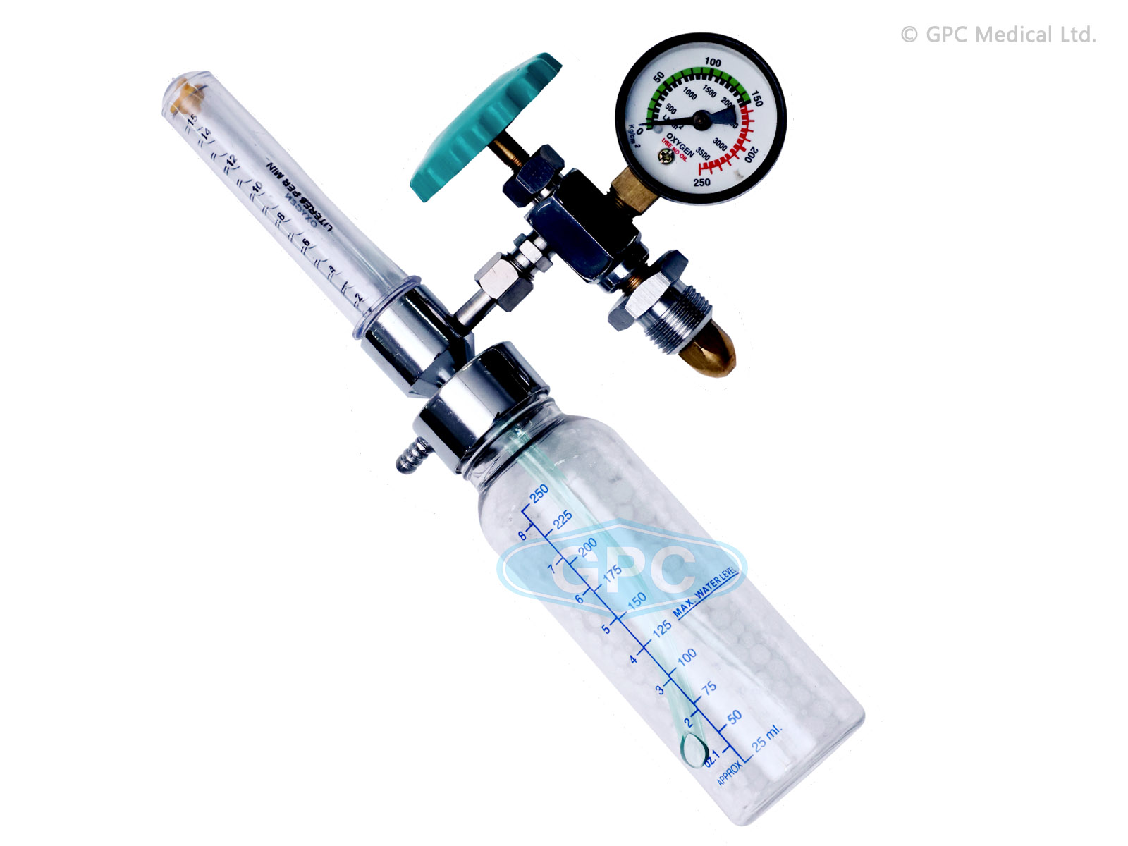 GPC Medical Oxygen FA Valve with Safety Gauge AN608