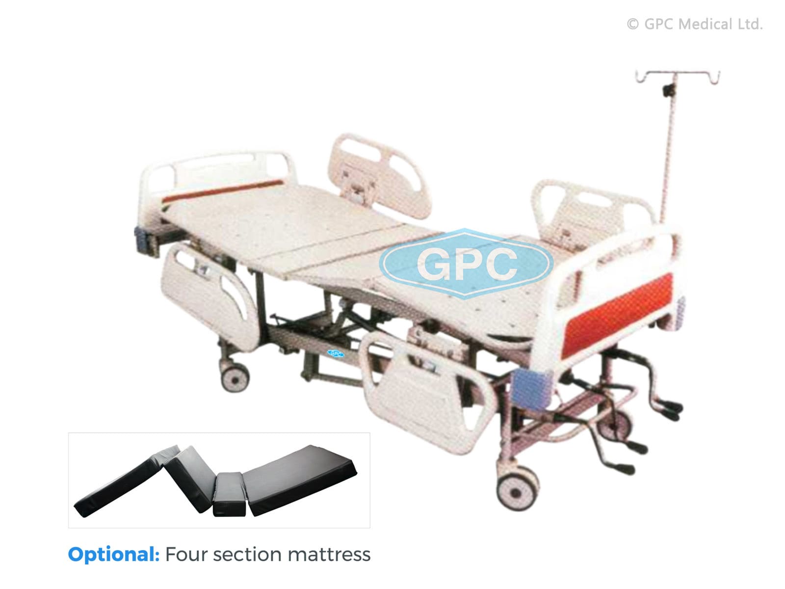 GPC Medical ICU Bed-Mechanical with ABS Panels & Side Railings GHF29.08