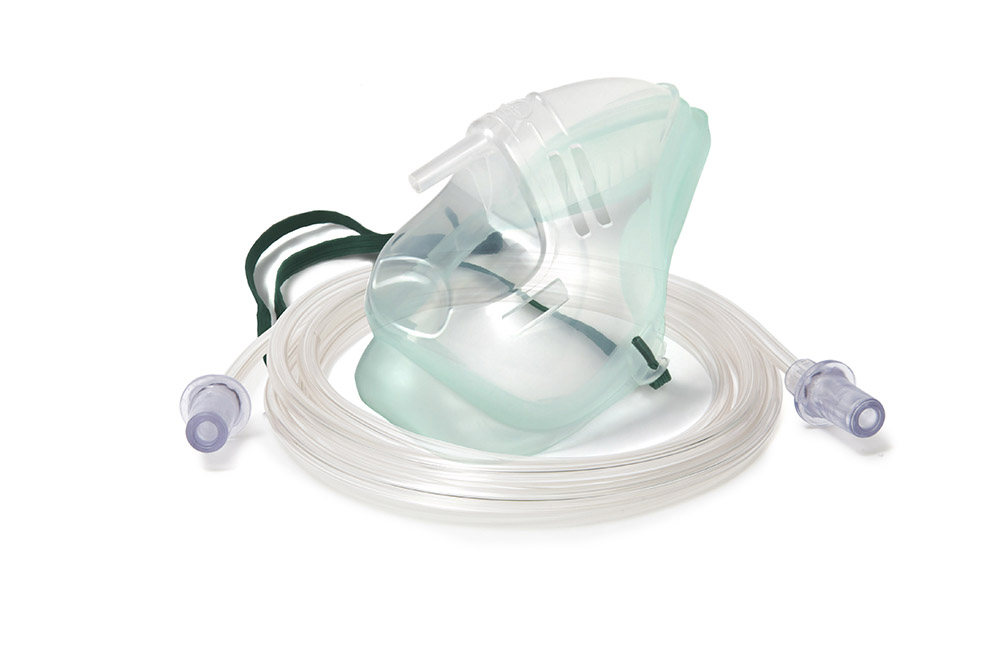 Intersurgical EcoLite adult medium-concentration oxygen mask supplied with 2.1 metre tube, code 1135015