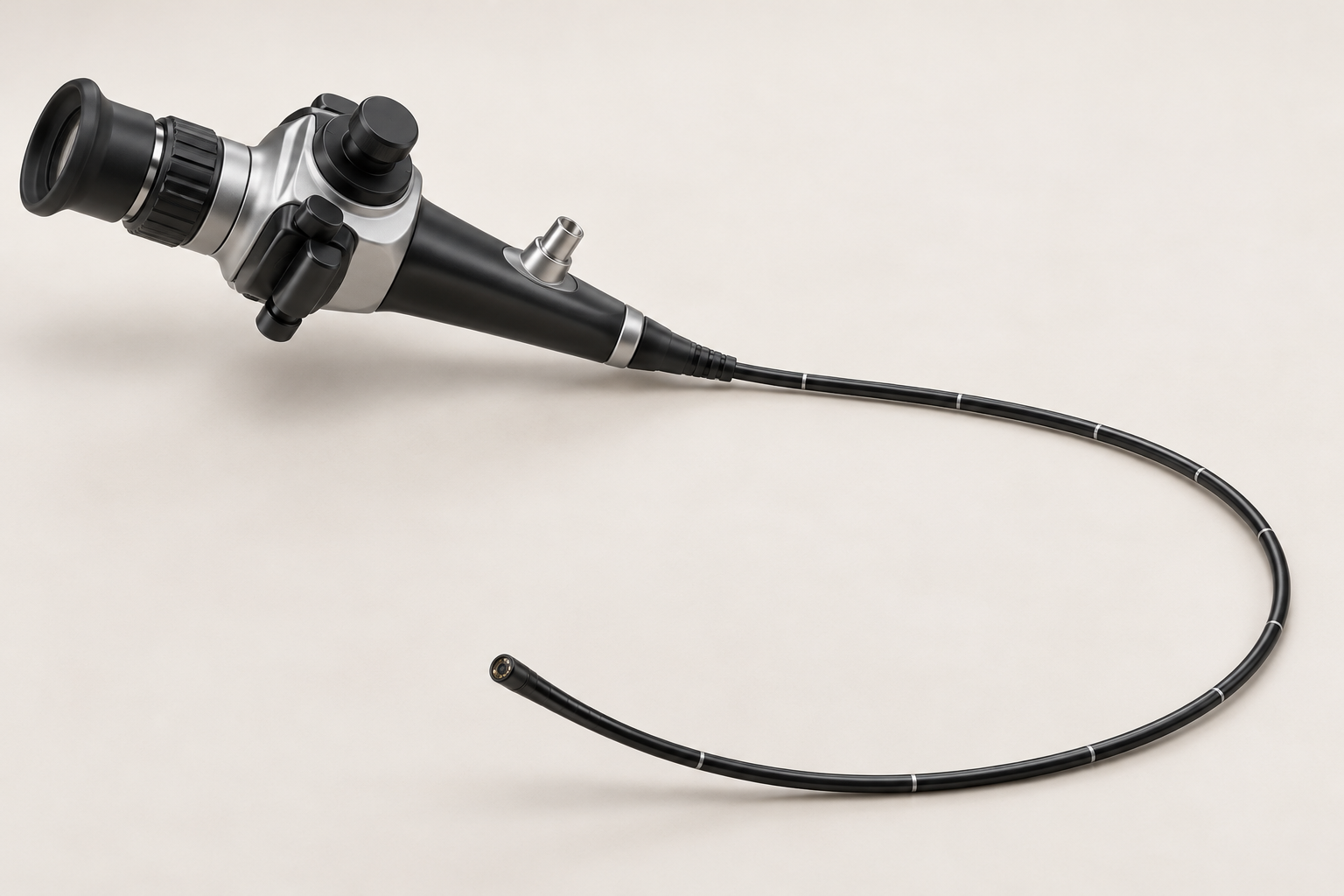 Flexible ENT fiber rhinolaryngoscope with optical control head and slender insertion tube