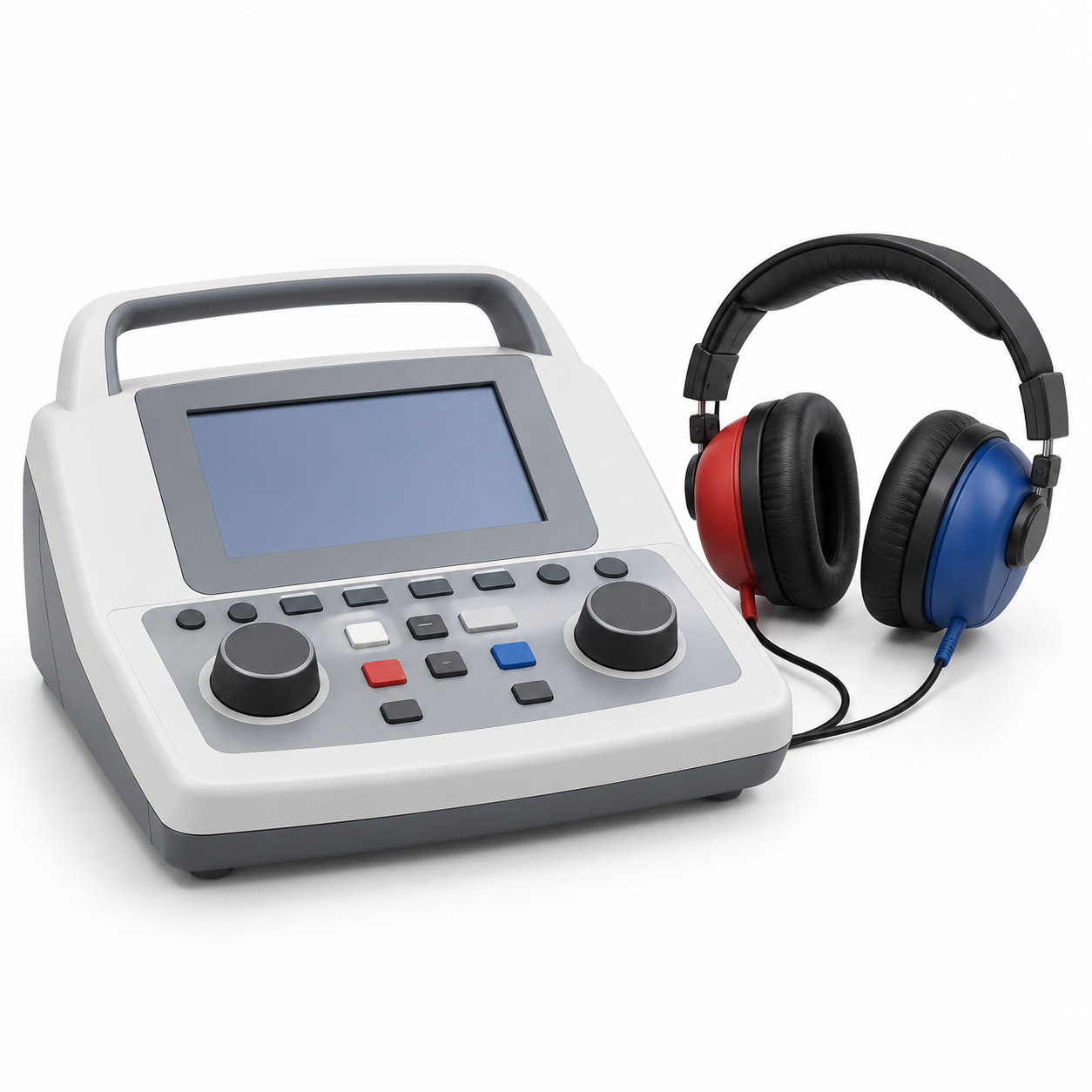 Generic unbranded portable audiometer with headphones