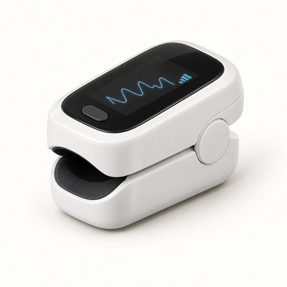 Fingertip pulse oximeter with an integrated display
