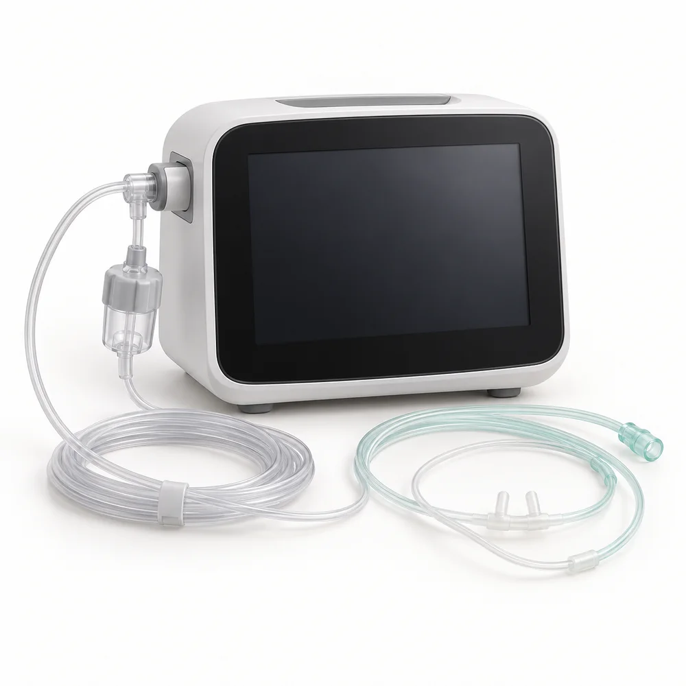 Bedside respiratory monitor with carbon dioxide sampling line