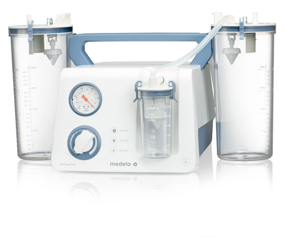 Medela Dominant Flex portable suction pump with two reusable collection jars, manufacturer reference configuration