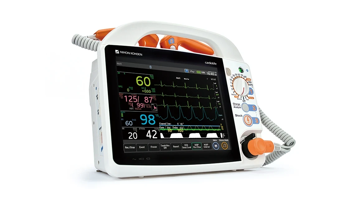 Nihon Kohden cardiolife TEC-1000 defibrillator with colour touchscreen