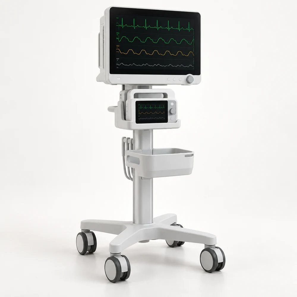 Bedside monitoring system with a docked transport monitor