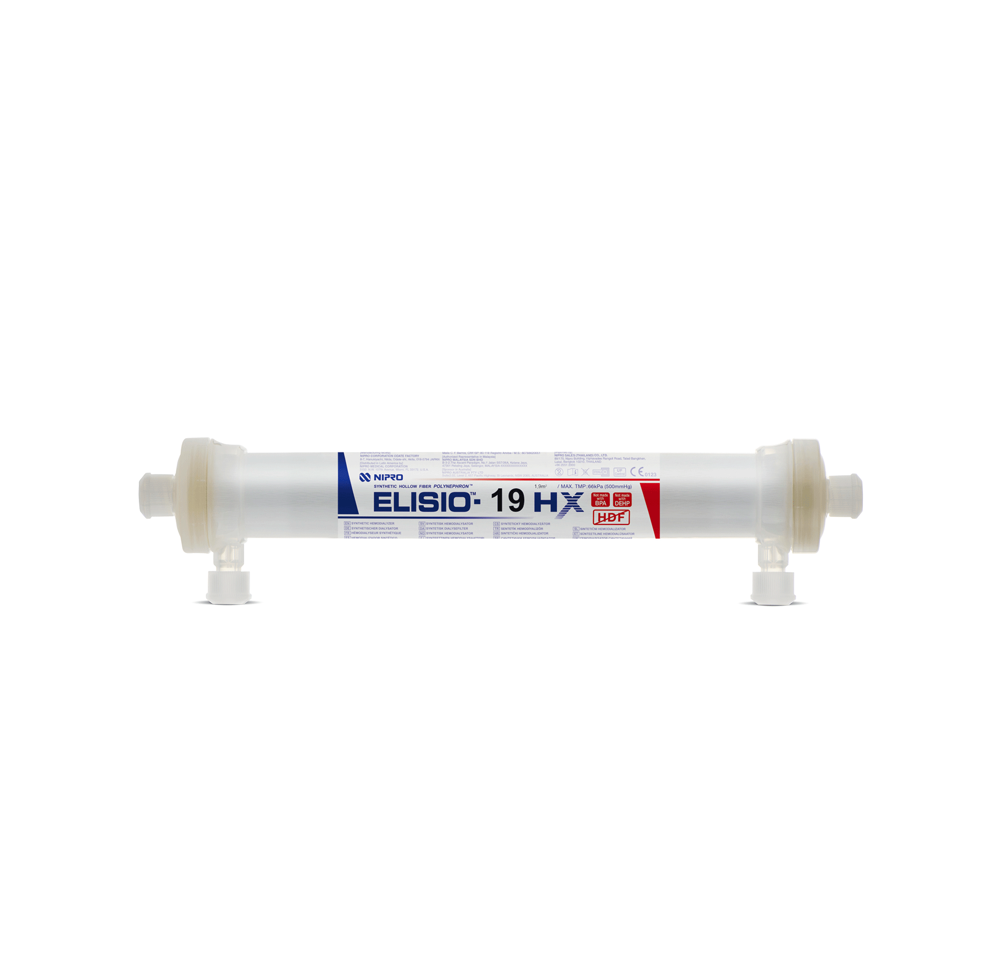 nipro manufacturer product photograph of Nipro ELISIO-HX Medium Cut-Off Dialyzer