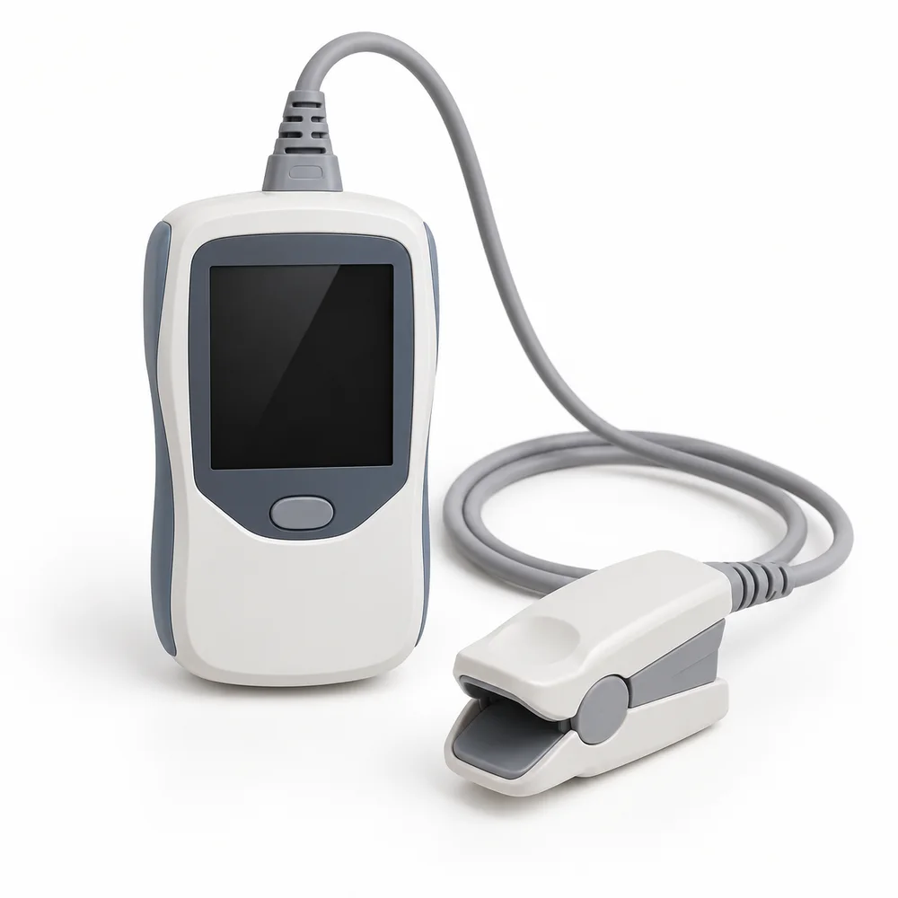 Handheld pulse oximeter with finger sensor