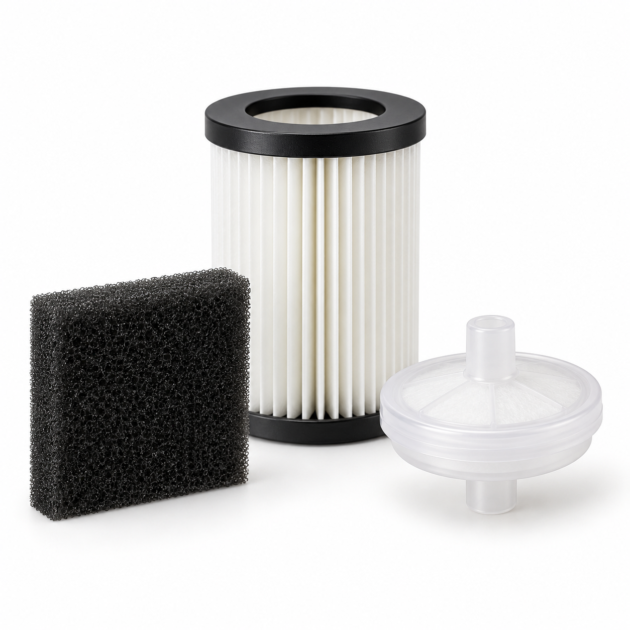 Oxygen concentrator replacement filter parts including a pleated cartridge and pre-filter
