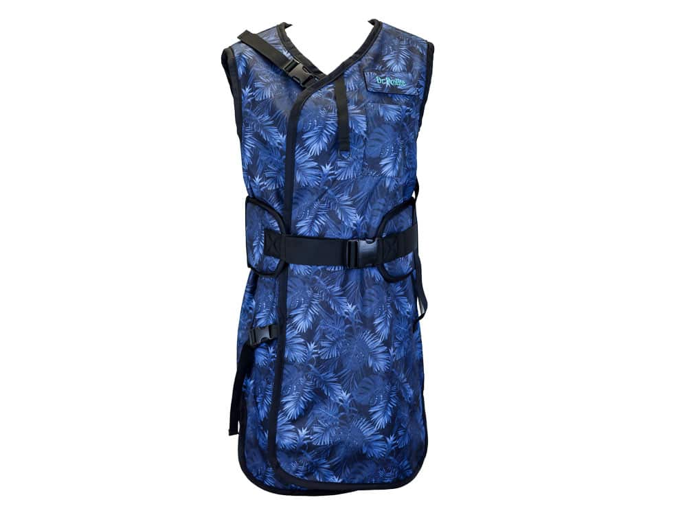 Protech Medical AP-WAQ Essential Wraparound Back Relief apron, official manufacturer model image in a blue patterned fabric
