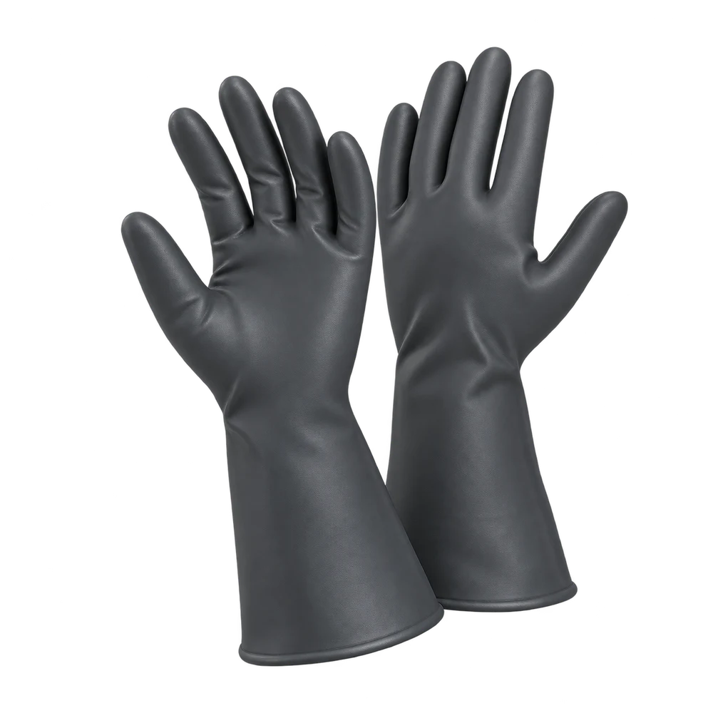 Pair of dark charcoal radiation attenuating gloves