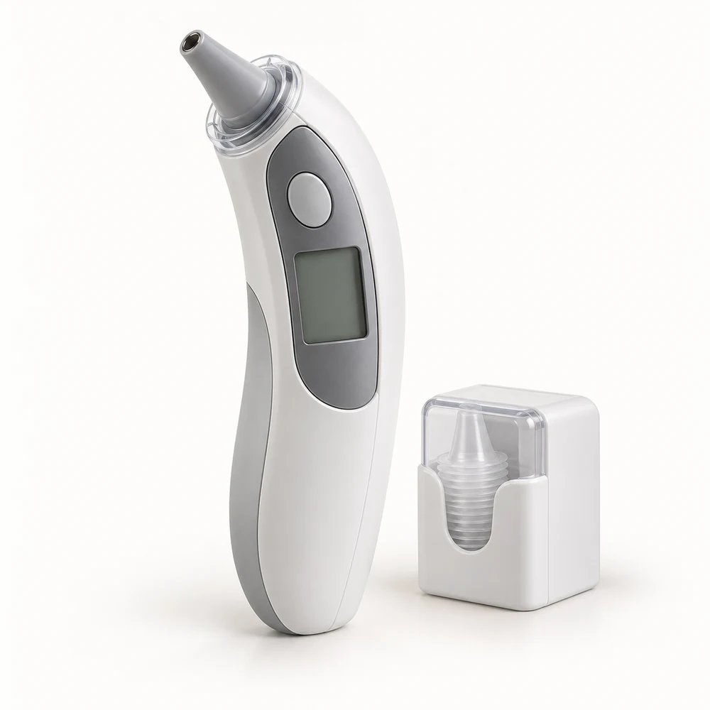 Professional infrared ear thermometer and probe-cover dispenser