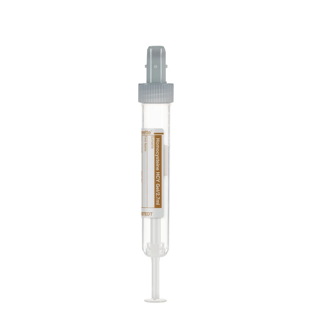 S-Monovette® Homocysteine HCY Gel, 2.7 ml, cap light grey, (LxØ): 75 x 13 mm, with paper label