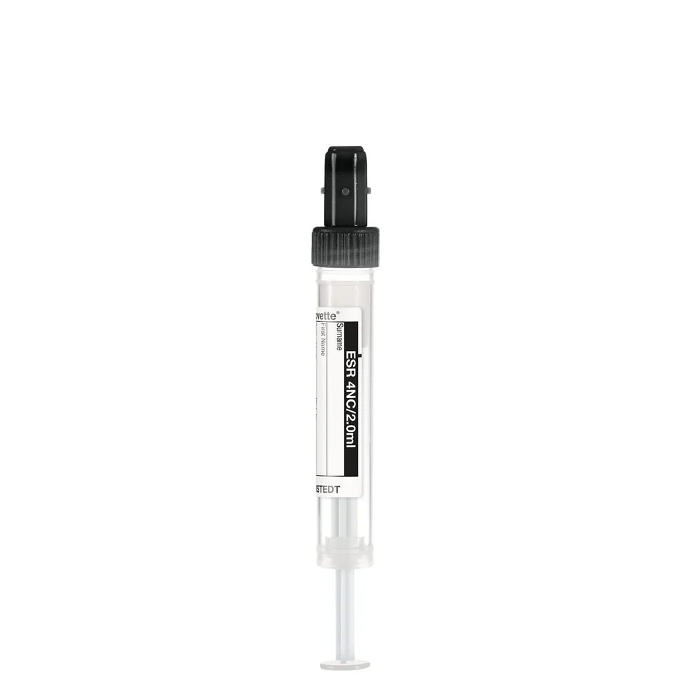 S-Monovette®, ESR, 2 ml, cap black, (LxØ): 66 x 11 mm, with paper label