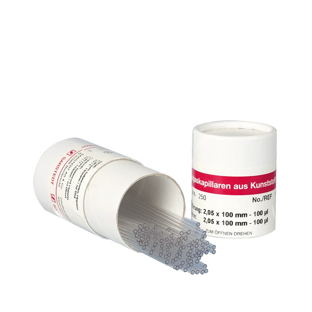 Blood gas capillaries, calcium-balanced lithium heparin, 100 µl
