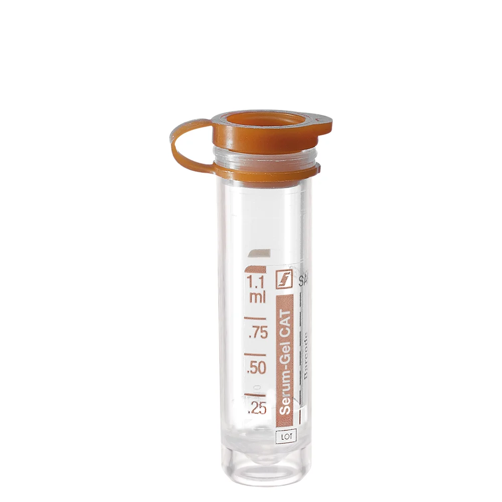 Micro sample tube Serum Gel CAT, 1.1 ml, push cap, EU/ISO