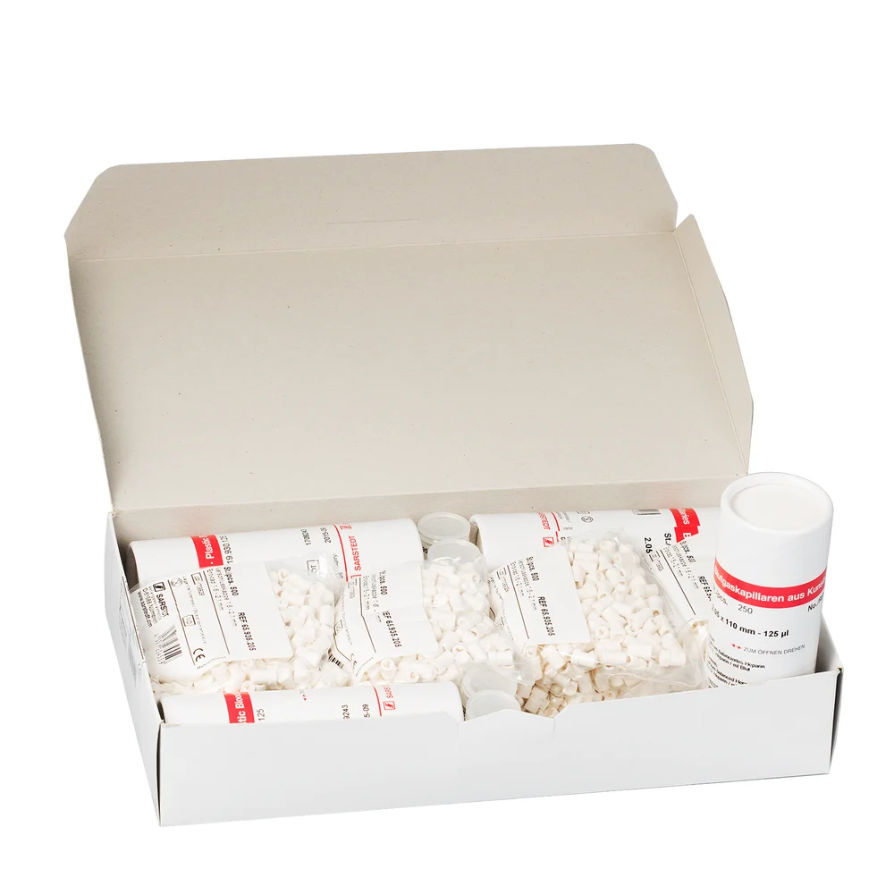 Blood gas capillary set, calcium-balanced lithium heparin, 100 µl